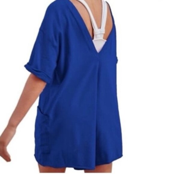 NWT Free People SOLD OUT COLOR Hot Shot Tee Romper in Electric Blue - Size XS - Picture 2 of 5